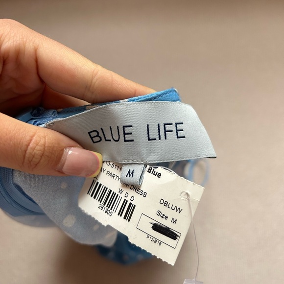 NEW WITH TAGS Planet Blue Mini Dress | tie back | Blue | Medium - Picture 5 of 5